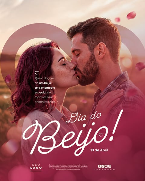 DIA DO BEIJO 13 DE ABRIL SOCIAL MEDIA PSD EDITÁVEL 1
