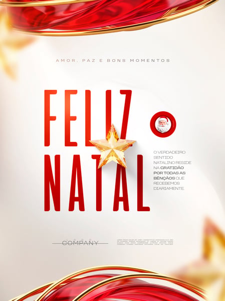 FELIZ NATAL ESTRELA DOURADA PAPAI NOEL SOCIAL MEDIA FLYER PSD EDITÁVEL