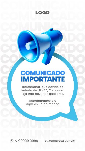 SOCIAL MEDIA PARA AVISOS E COMUNICADOS - AZUL