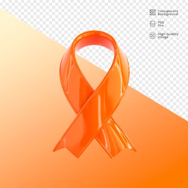 ELEMENTO 3D PARA COMPOSIÇÃO FITA LARANJA LUTA CONTRA O CÂNCER