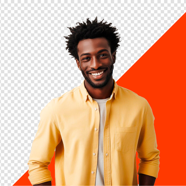 HOMEM SORRINDO CAMISA AMARELA