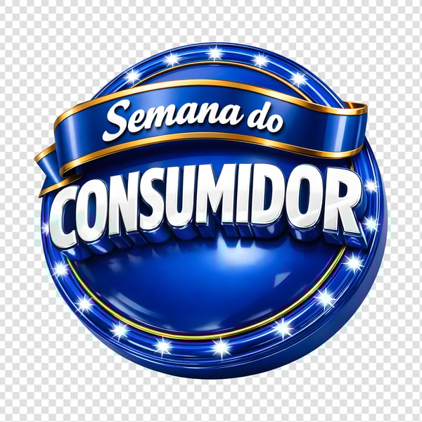 Selo 3D Semana do Consumidor Azul com Laço Dourado 03 2