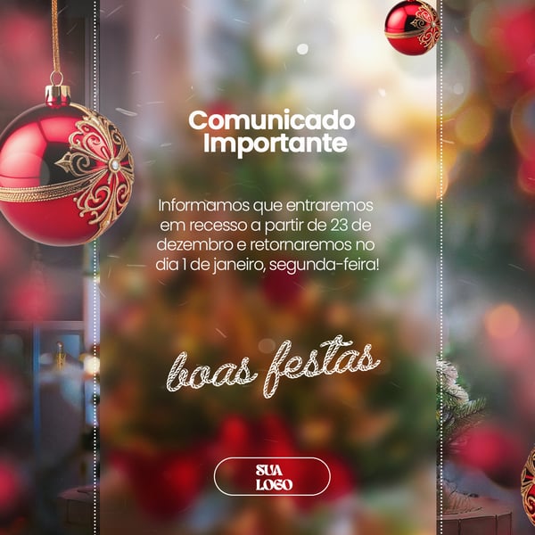 FELIZ NATAL 25 DE DEZEMBRO AVISO INFORME HORÁRIO COMUNICADO SOCIAL MEDIA PSD EDITÁVEL