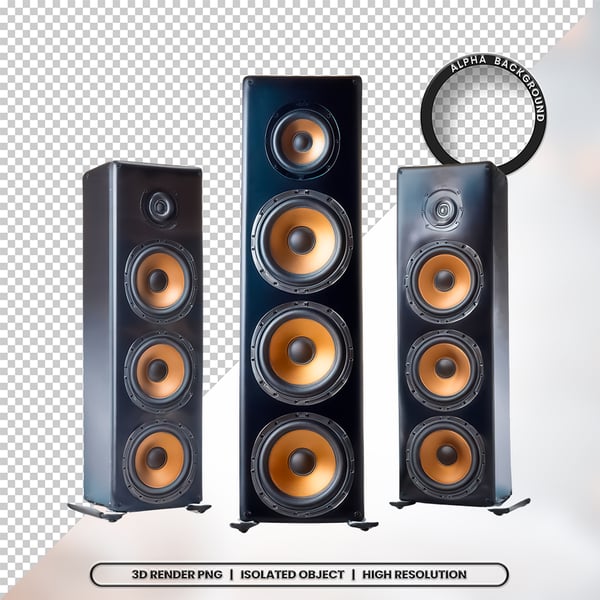 3D RENDER CAIXA DE SOM ELEMENTO ÍCONE PSD PNG