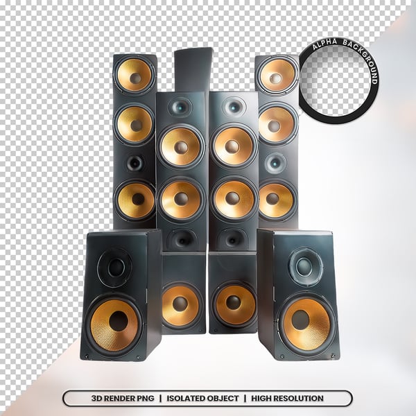 3D RENDER CAIXA DE SOM ELEMENTO ÍCONE PSD PNG