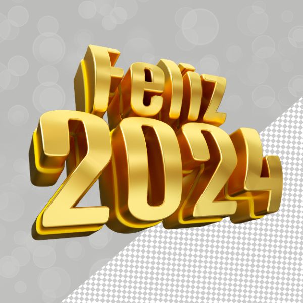 SELO 3D FELIZ ANO NOVO 2024