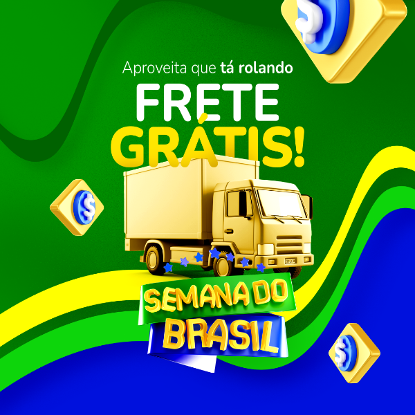 SEMANA DO BRASIL SELO 3D INDEPENDÊNCIA DO BRASIL 07 DE SETEMBRO COM OFERTAS E FRETE GRÁTIS PSD EDITÁVEL