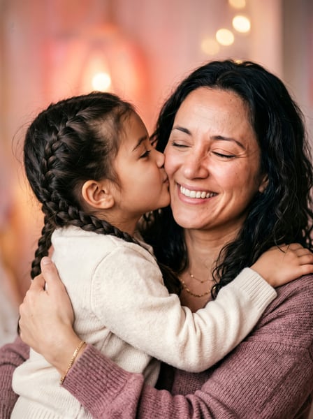 Mãe com sua filha abraçadas 04
