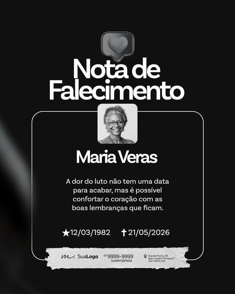 NOTA DE FALECIMENTO SOCIAL MEDIA PSD EDITÁVEL