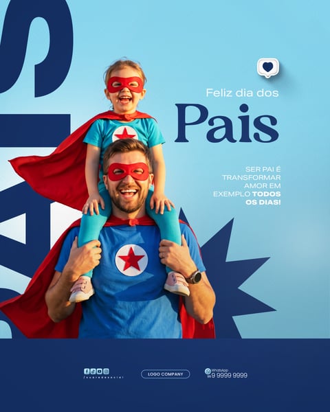 Campanha Feliz Dia dos Pais Homenagem Especial Família Social Media PSD Editável 1