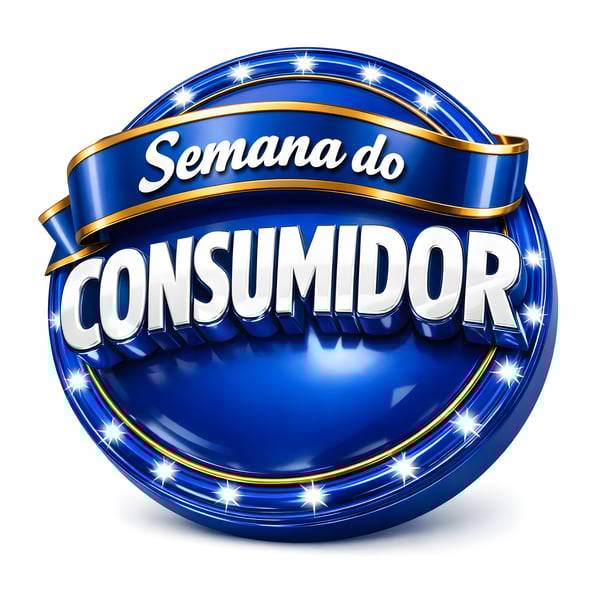 SELO 3D SEMANA DO CONSUMIDOR AZUL COM LAÇO DOURADO 03 2