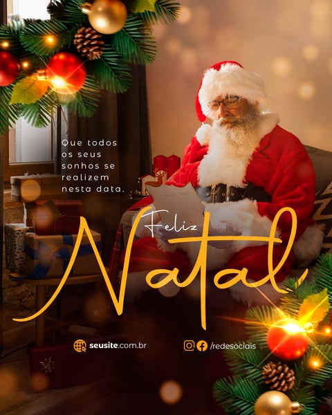 25 DE DEZEMBRO FELIZ NATAL PAPAI NOEL SOCIAL MEDIA FEED PSD EDITÁVEL