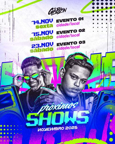 FLYER AGENDA DE SHOWS MC GABZIN NOVEMBRO FEED