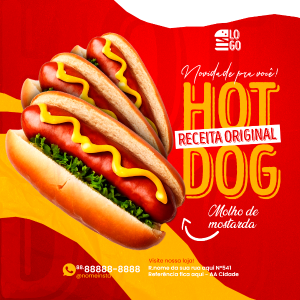 FEED RECEITA ORIGINAL DO MELHOR HOT DOG SOCIAL MEDIA LANCHONETE PSD EDITÁVEL