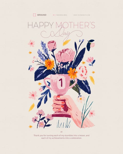 Happy Mother's Day May 10th Chalk Illustration Social Media Template PSD