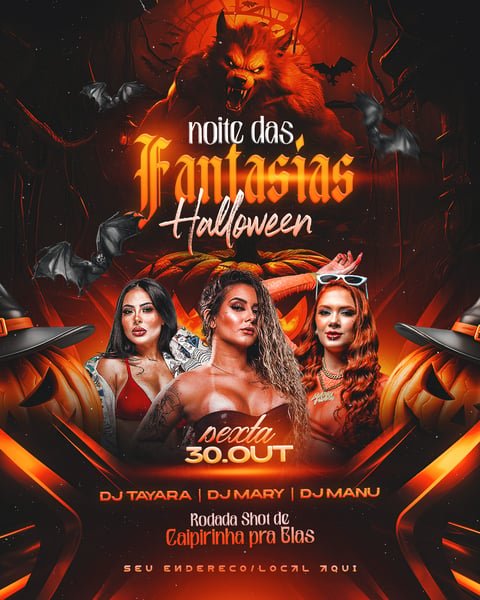 FLYER DE SHOWS NOITE DAS FANTASIAS HALLOWEEN FEED