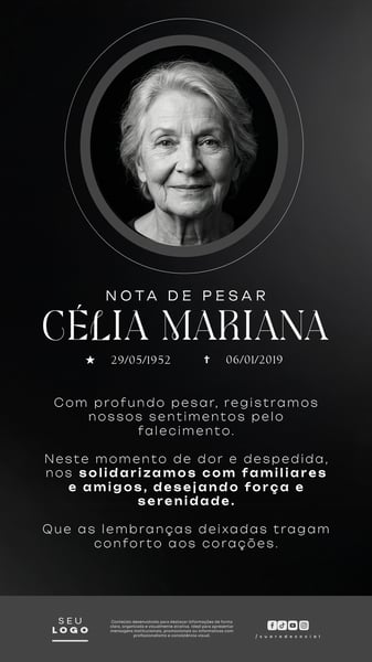 NOTA DE PESAR FALECIMENTO LUTO STORY SOCIAL MEDIA PSD EDITÁVEL 5