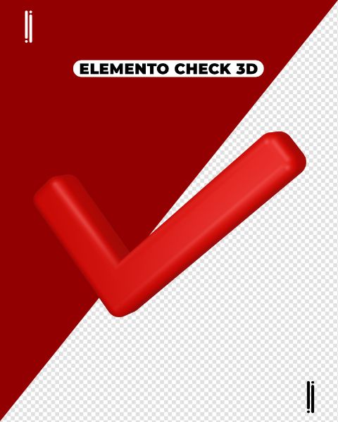 ELEMENTO 3D | CHECK VERMELHO | OK | VERIFICAÇÃO