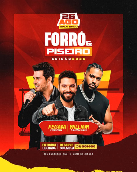 FLYER ARTISTAS E EVENTOS FORRÓ E PISEIRO 2026