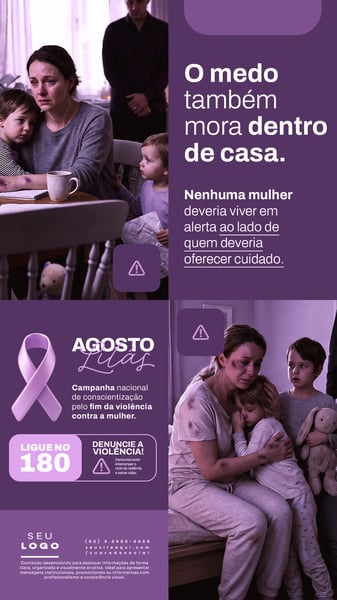 AGOSTO LILÁS CAMPANHA DE CONSCIENTIZAÇÃO E COMBATE PELO FIM DA VIOLÊNCIA CONTRA A MULHER STORY SOCIAL MEDIA PSD EDITÁVEL 3