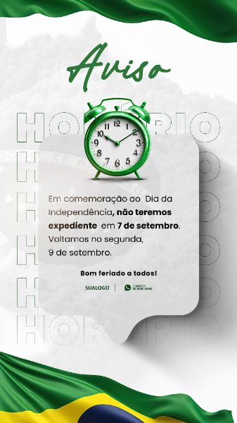 STORY AVISO 7 DE SETEMBRO É O DIA DA INDEPENDÊNCIA DO BRASIL 2