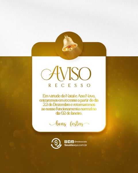 AVISO INFORME HORÁRIO COMUNICADO FELIZ NATAL ANO NOVO SOCIAL MEDIA PSD EDITÁVEL
