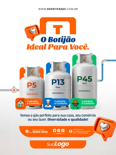 Post Feed Distribuidora de Gás Social Media PSD Editável Template 05