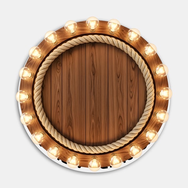 TAMPA DE MADEIRA COM LUZES EM VOLTA E UMA CORDA CIRCULAR AO CENTRO 06