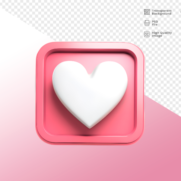CORAÇÃO QUADRADO -  ELEMENTO 3D CORAÇÃO  PARA COMPOSIÇÃO