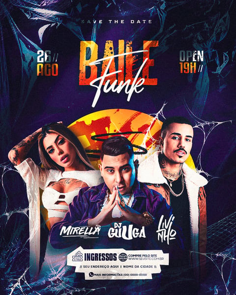 FLYER PARA EVENTOS E ARTISTAS, BAILE FUNK, FEED E STORY 3