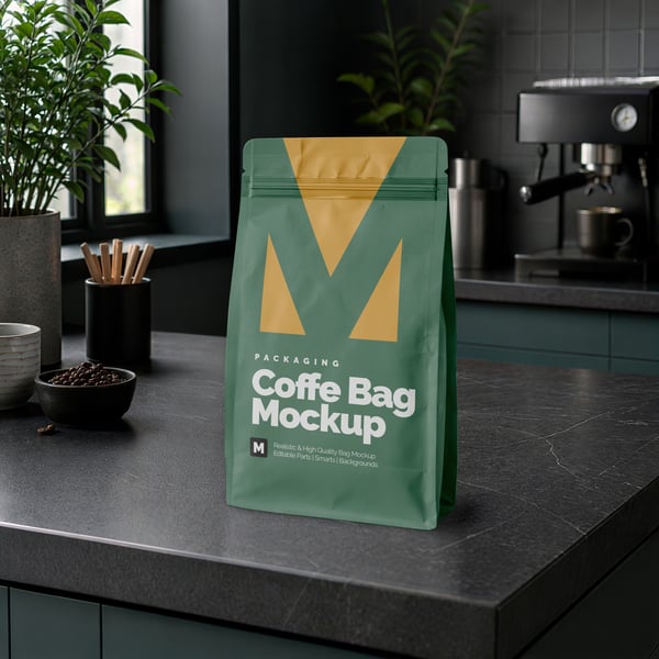 EMBALAGEM DE CAFÉ PSD EDITÁVEL MOCKUP