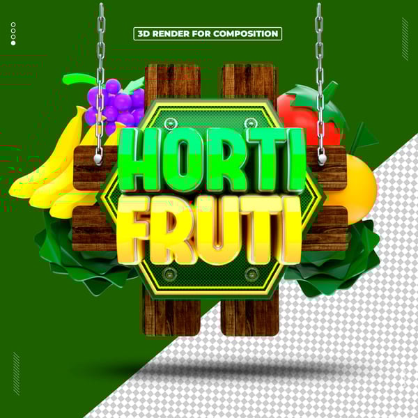 SELO 3D HORTIFRUTI PARA COMPOSIÇÃO