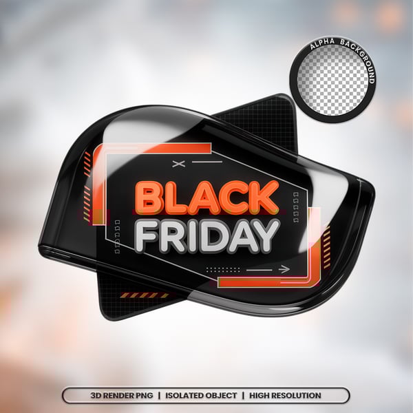 TKD SELO 3D RENDER BLACK FRIDAY ELEMENTO ÍCONE PSD PNG (325)