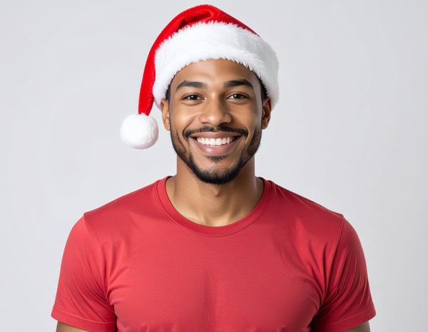 IMAGEM HOMEM COM GORRO DE NATAL FELIZ