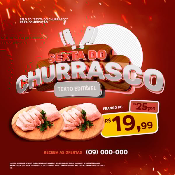 SELO 3D CHURRASCARIA SEXTA DO CHURRASCO