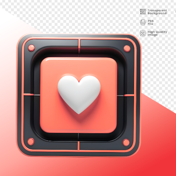 CORAÇÃO QUADRADO  -  ELEMENTO 3D CORAÇÃO  PARA COMPOSIÇÃO