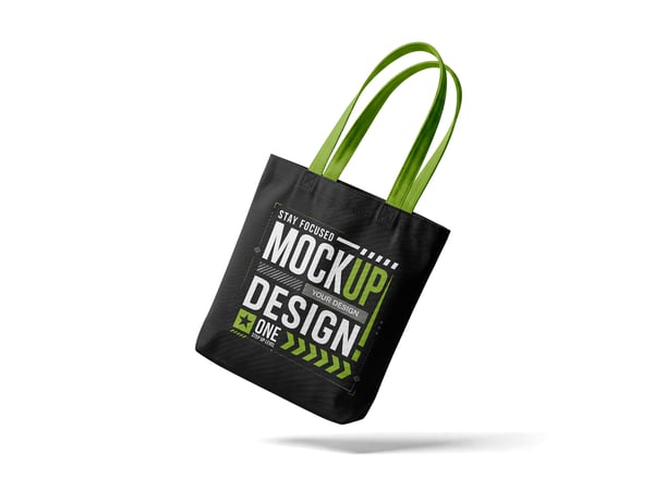 SACOLA DE TECIDO MOCKUP EM SUPERFÍCIE NEUTRA VISTA FRONTAL