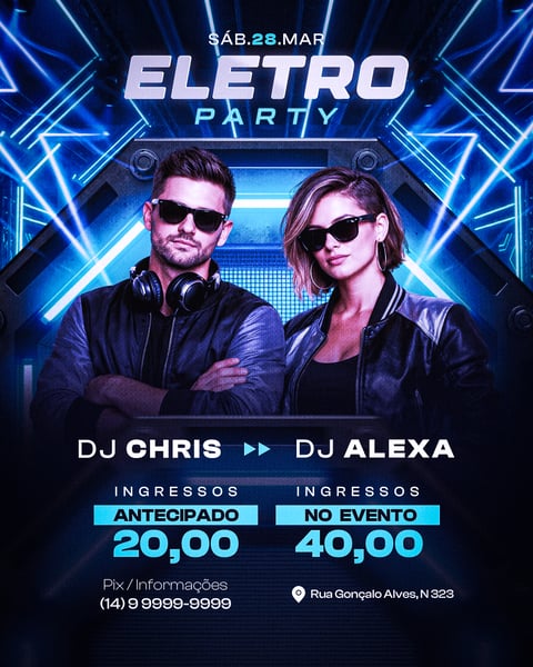 FLYER EVENTO ELETRO PARTY PSD EDITÁVEL