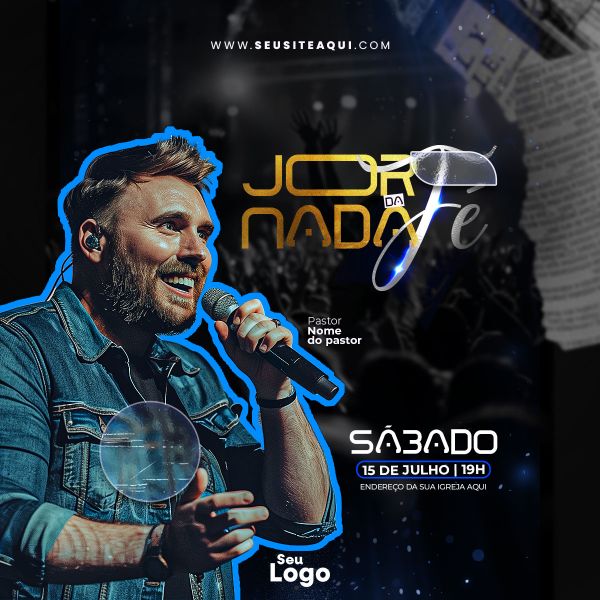 FEED QUADRADO - FLYER JORNADA DA FÉ - IGREJA, CHURCH, GOSPEL | PSD EDITÁVEL