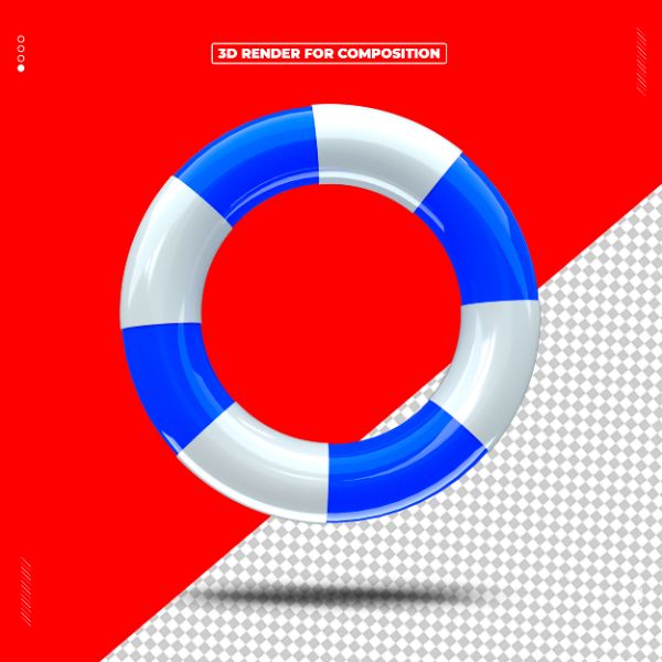 BÓIA SALVA VIDAS 3D PARA COMPOSIÇÃO