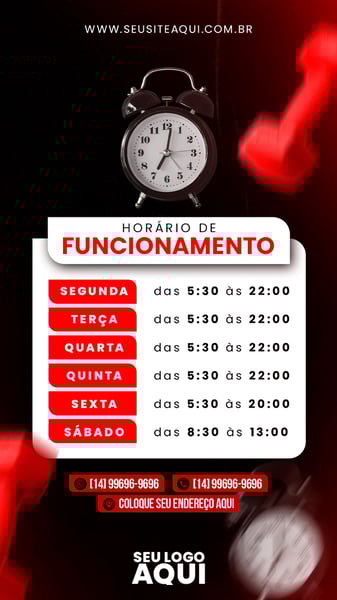 POST STORY - ACADEMIA - HORÁRIO DE FUNCIONAMENTO