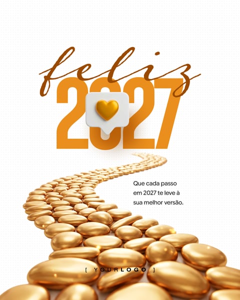 FELIZ 2027 CAMINHO DOURADO SOCIAL MEDIA PSD EDITÁVEL