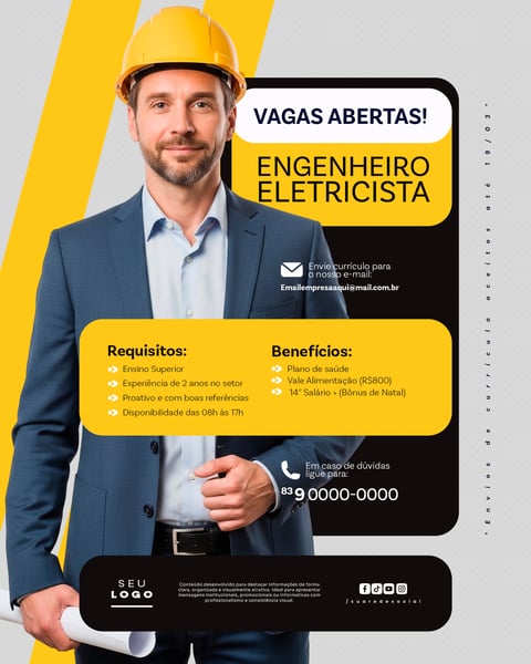 RECRUTAMENTO EMPREGO TEMOS VAGAS ABERTAS CONTRATAÇÃO SOCIAL MEDIA PSD EDITÁVEL 26