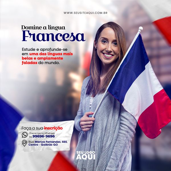 AULAS DE FRANCÊS | ESCOLA DE IDIOMAS | PSD EDITÁVEL