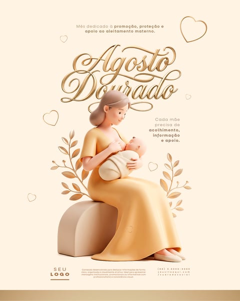 AGOSTO DOURADO MÊS DEDICADO À PROMOÇÃO PROTEÇÃO E APOIO AO ALEITAMENTO MATERNO SOCIAL MEDIA PSD EDITÁVEL 4