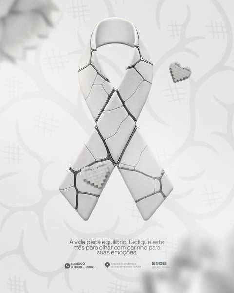 FLYER EQUILBRIO MENTAL CINTA QUEBRADA DESIGN MINIMALISTA CINZA