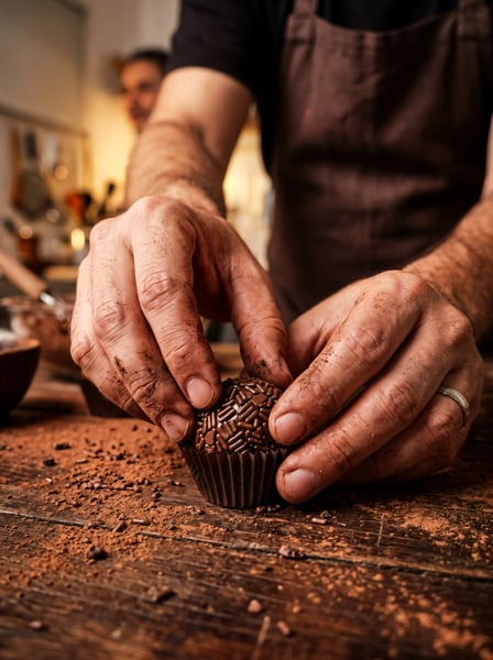 Confeiteiro fazendo um brigadeiro 1