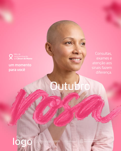 OUTUBRO ROSA CAMPANHA DE CONSCIENTIZAÇÃO E PREVENÇÃO DO CÂNCER DE MAMA PSD EDITÁVEL 2