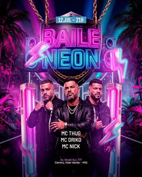 FLYER EVENTO DE SHOWS BAILE NEON FEED 246