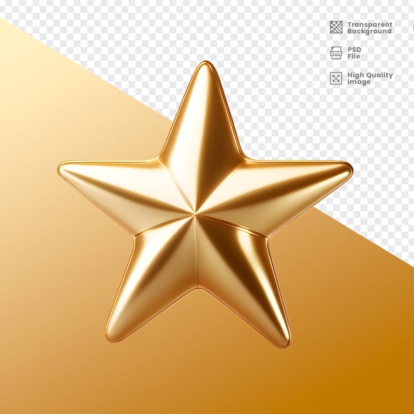 ELEMENTO 3D ESTRELA DOURADA DECORAÇÃO NATAL ANO NOVO